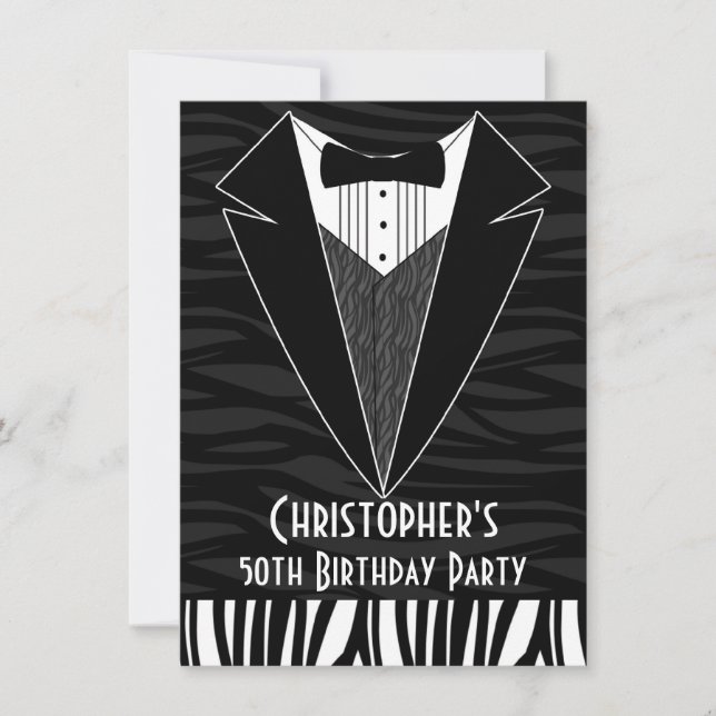 Black Tuxedo Men's 50th Birthday Party Invitation (Front)