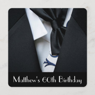 Black Tuxedo Men's 60th Birthday Party Invitation
