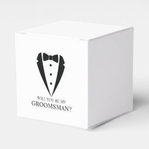 Black Tuxedo Suit Groomsman Proposal Favour Box