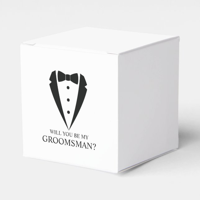 Black Tuxedo Suit Groomsman Proposal Favour Box (Front Side)