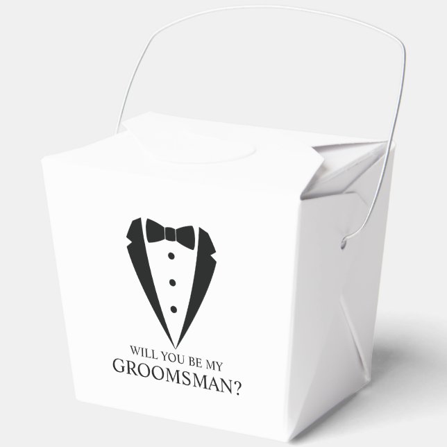 Black Tuxedo Suit Groomsman Proposal Favour Box (Front)