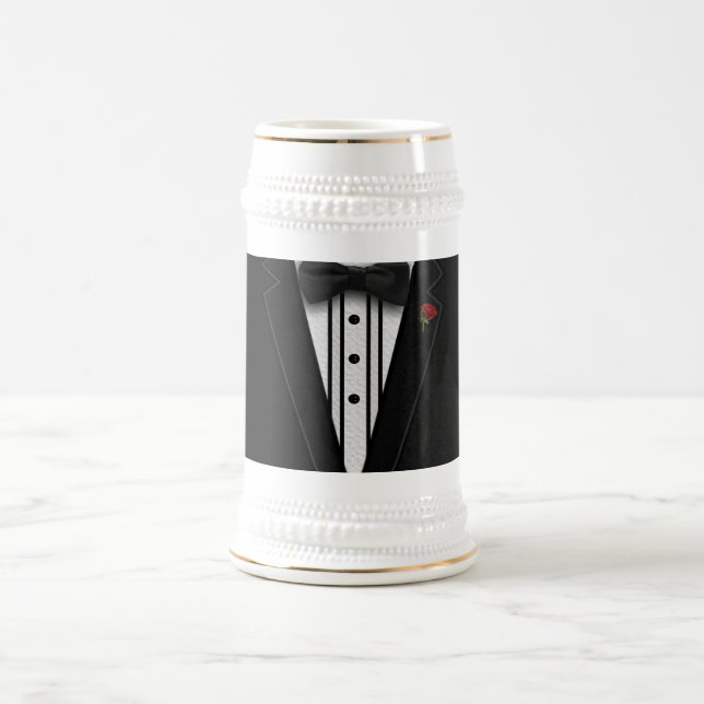 Black Tuxedo with Bow Tie Beer Stein (Center)