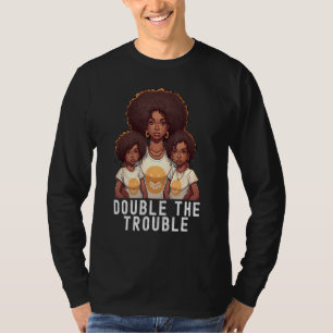 Black Twin Dad Fathers Day Double the trouble Quo T-Shirt