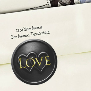 Black Two Hearts Intertwined Wedding Classic Round Sticker