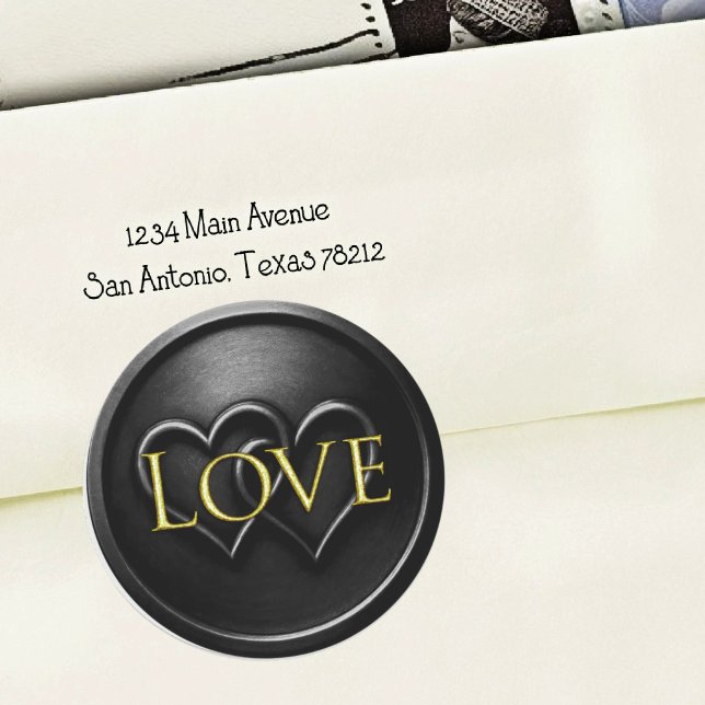 Black Two Hearts Intertwined Wedding Classic Round Sticker (Creator Uploaded)