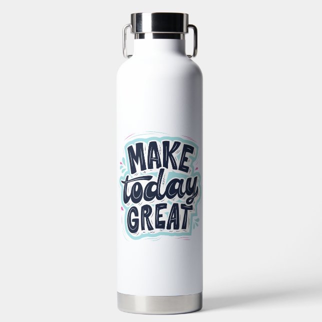 Black Typographic Quote Motivational Water Bottle (Front)