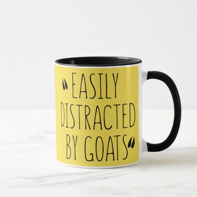 Black Typography Animal Lovers -Distracted by Goat Mug (Right)