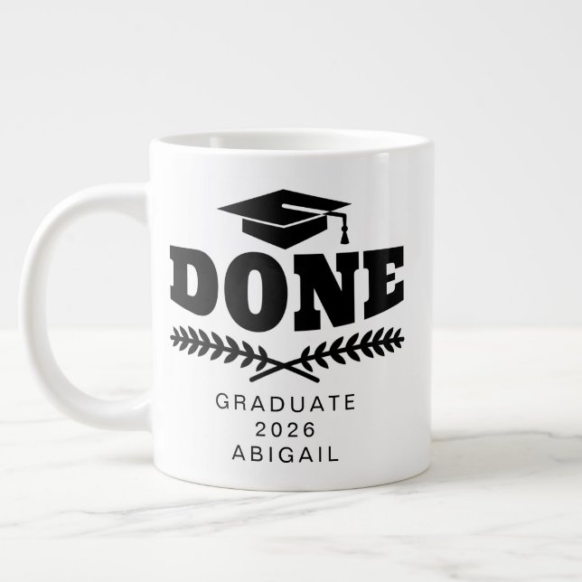 Black Typography Graduate 2021 Personalised Mug (Left)