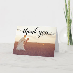 Black Typography Script Wedding Thank You Card