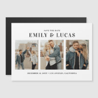 Black Typography Three Photo Collage Save the Date
