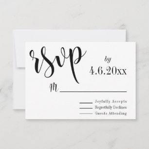 Black Typography w Bokeh Back, Elegant Simple RSVP Card