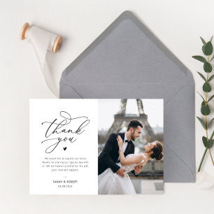 black typography wedding thank you card