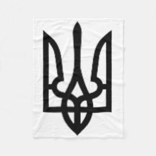 Black Ukrainian Tryzub Symbol On The Heart - Ukrai Fleece Blanket