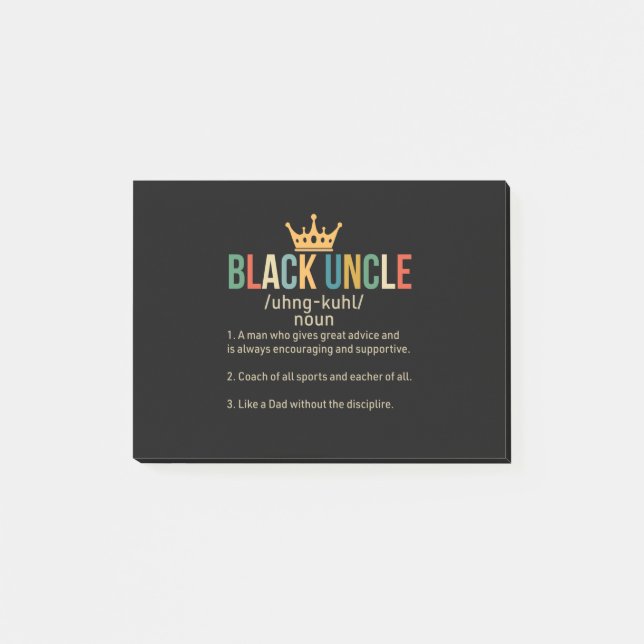 Black Uncle Definition Proud Uncle Post-it Notes (Front)