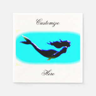black underwater mermaid napkin