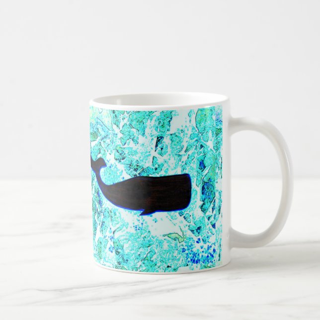black underwater whales coffee mug (Right)