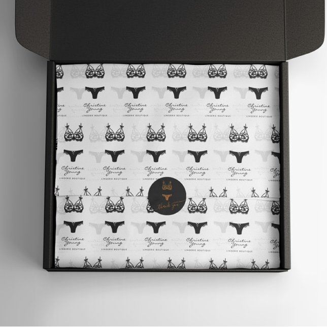 Black Underwear Lingerie Boutique Logo Tissue Paper (Creator Uploaded)