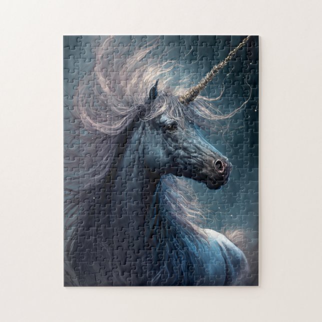 Black Unicorn Fantasy Art Jigsaw Puzzle (Vertical)