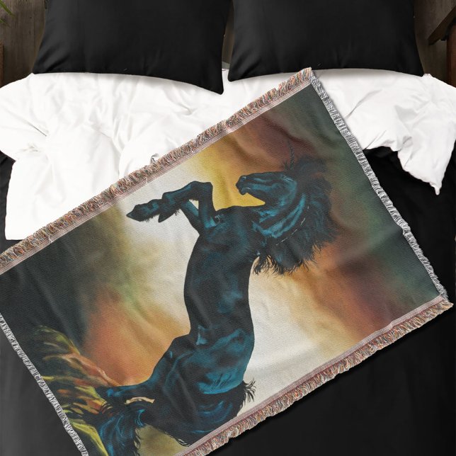 Black Unicorn Fantasy Dance Throw Blanket (Creator Uploaded)