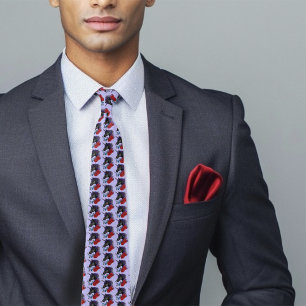 Black Unicorn Flowers Purple Tie