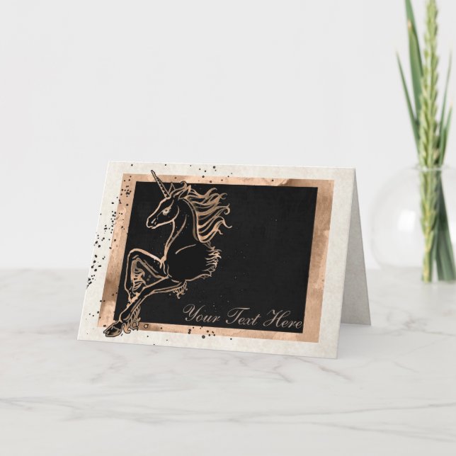 Black Unicorn Greeting Card (Front)