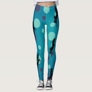 Black Unicorn Party  Blue Dots  Leggings