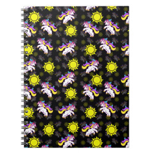 Black Unicorn Pattern Design Notebook