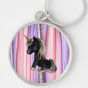 Black Unicorn Pink Ears  Key Ring