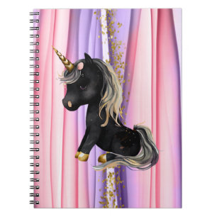 Black Unicorn Pink Ears  Notebook