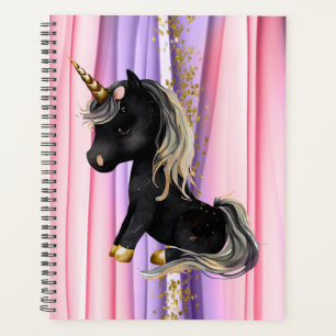 Black Unicorn Pink Ears Planner