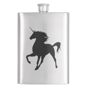 Black Unicorn Silhouette Flask