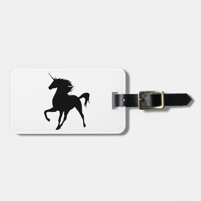 Black Unicorn Silhouette Luggage Tag (Front Horizontal)