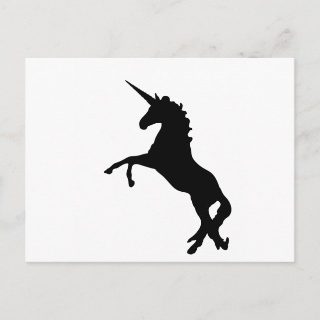 Black Unicorn Silhouette on Hind Legs Postcard (Front)
