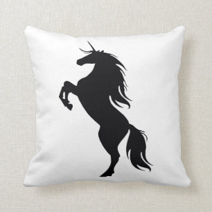 Black Unicorn Silhouette Throw Pillow