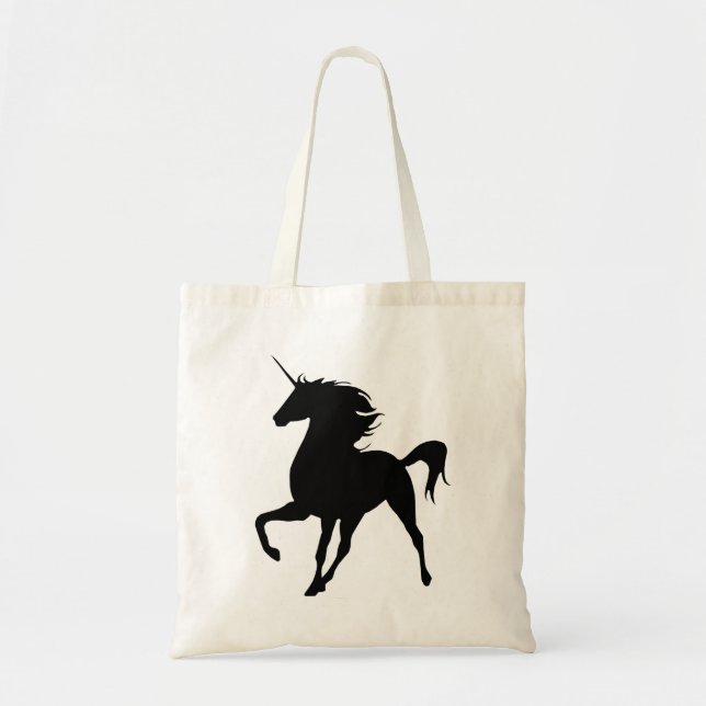 Black Unicorn Silhouette Tote Bag (Front)