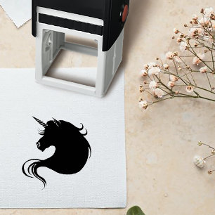 Black Unicorn Wedding Self-inking Stamp