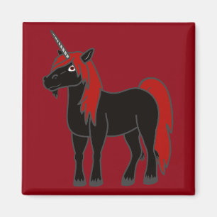 Black Unicorn with Red Mane Magnet