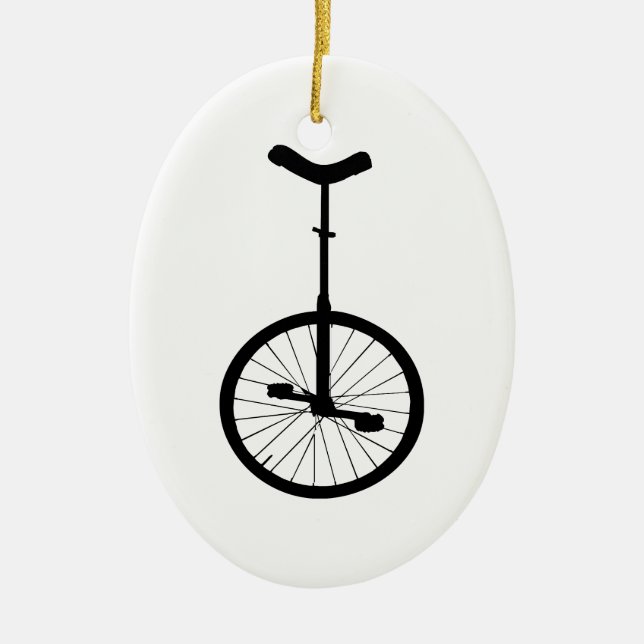 Black Unicycle Ceramic Tree Decoration (Front)
