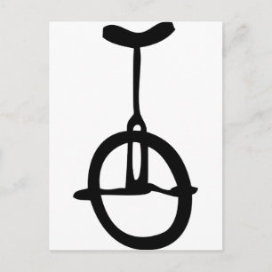 black unicycle icon postcard