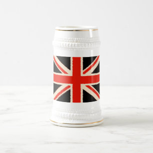 Black Union Jack (Art Style) Beer Stein