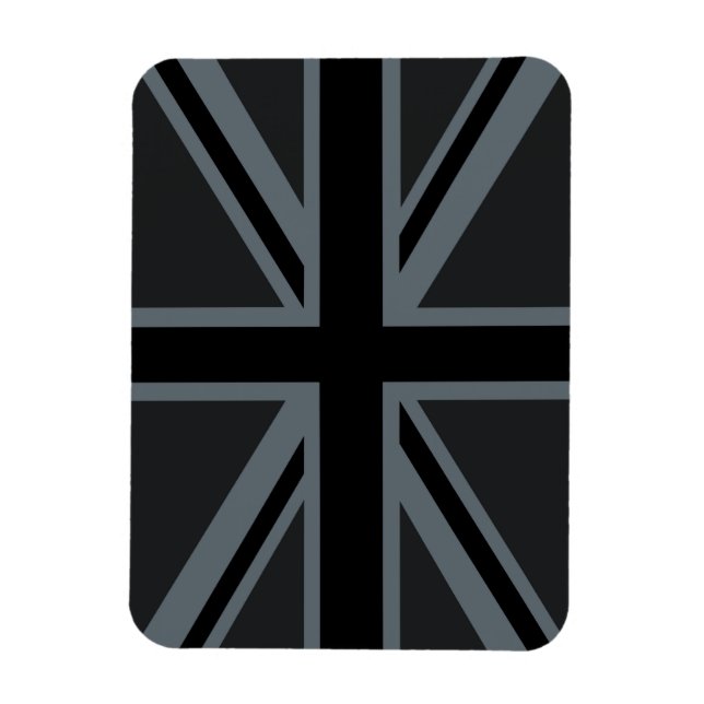 Black Union Jack British Flag Decor Magnet (Vertical)