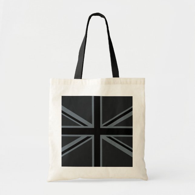 Black Union Jack British Flag Decor Tote Bag (Front)