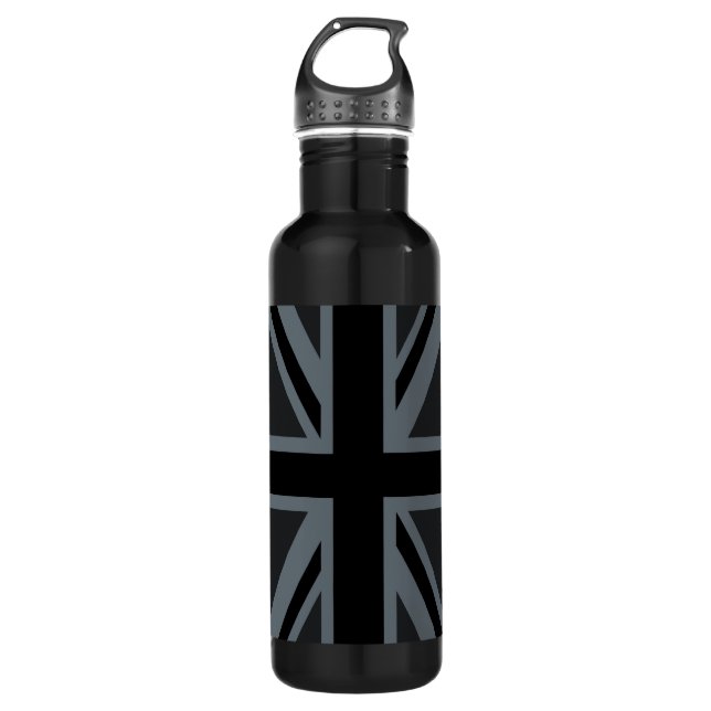 Black Union Jack British Flag Design Customise it 710 Ml Water Bottle (Front)