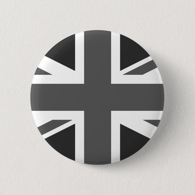 Black Union Jack British Flag Pin Button  (Front)