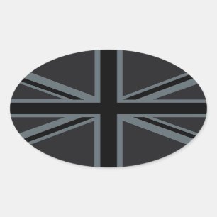 Black Union Jack Flag Design Oval Sticker