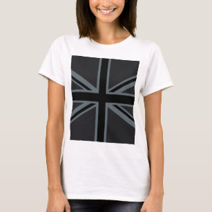 Black Union Jack Flag Design T-Shirt