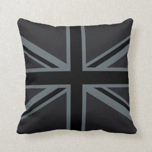 Black Union Jack UK Flag Design Cushion