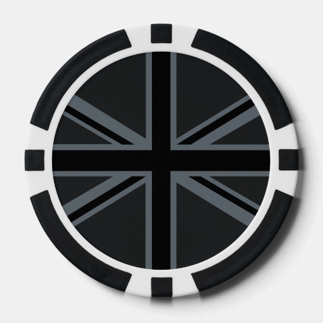 Black Union Jack UK Flag Design Poker Chips (Front)