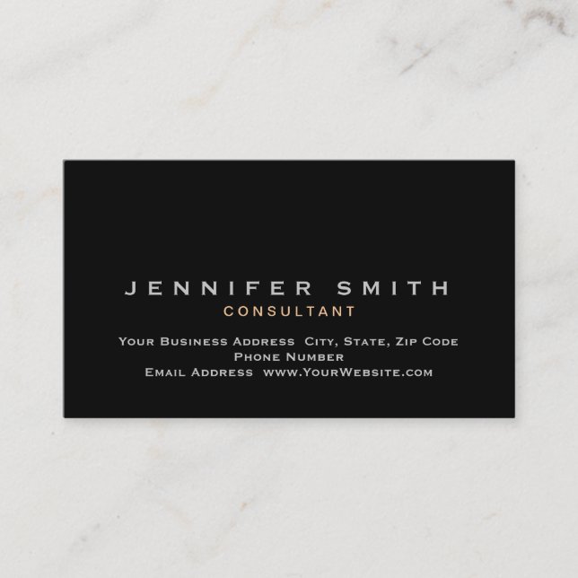 Black Unique Plain Consultant Business Card (Front)