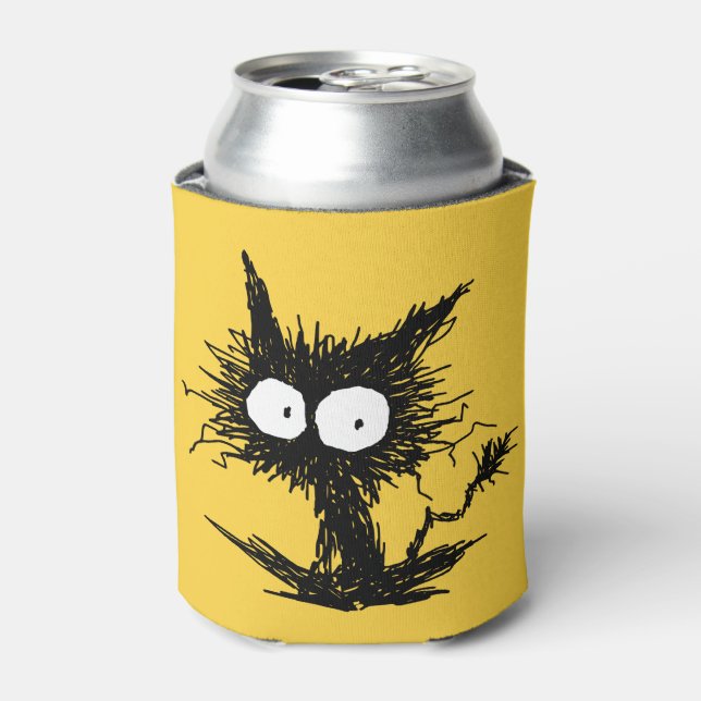 Black Unkempt Kitten GabiGabi Can Cooler (Can Front)